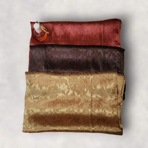 Embossed Silk - Bundle Of 3 (Wine Red, Shimmering Brown And Metallic Gold)