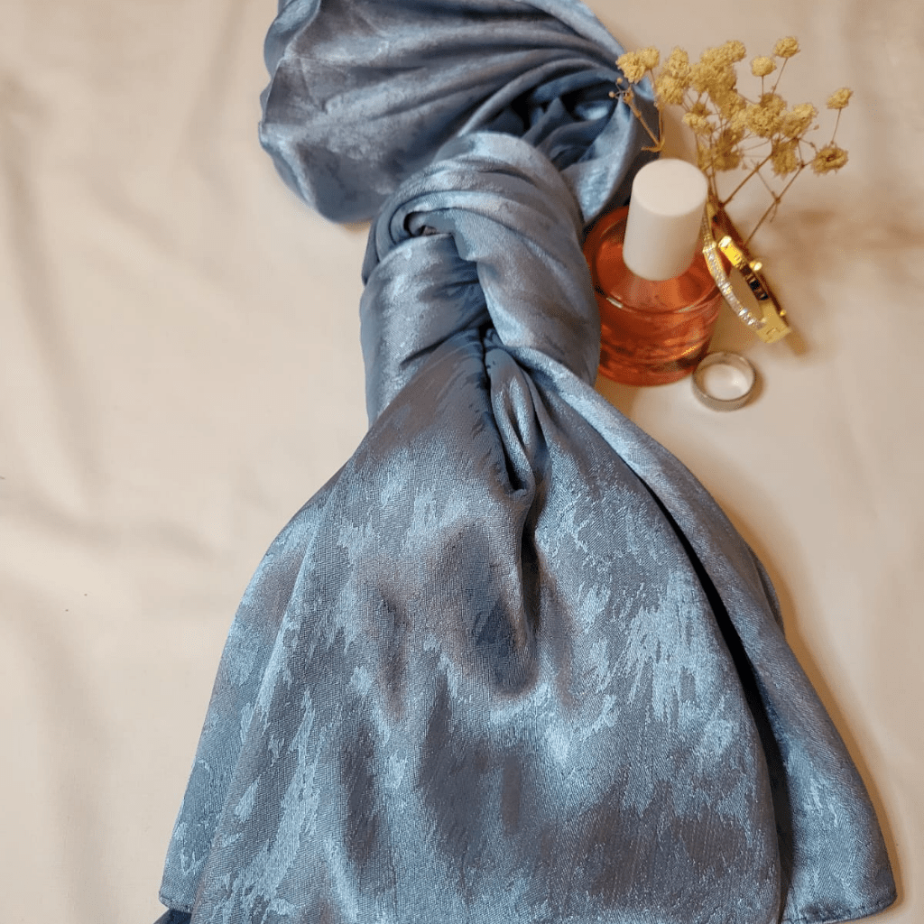 Embossed Silk - Bundle Of 3 (Deep Rose Gold, Dusty Blue And Pale Brass) - The Hijab Palace