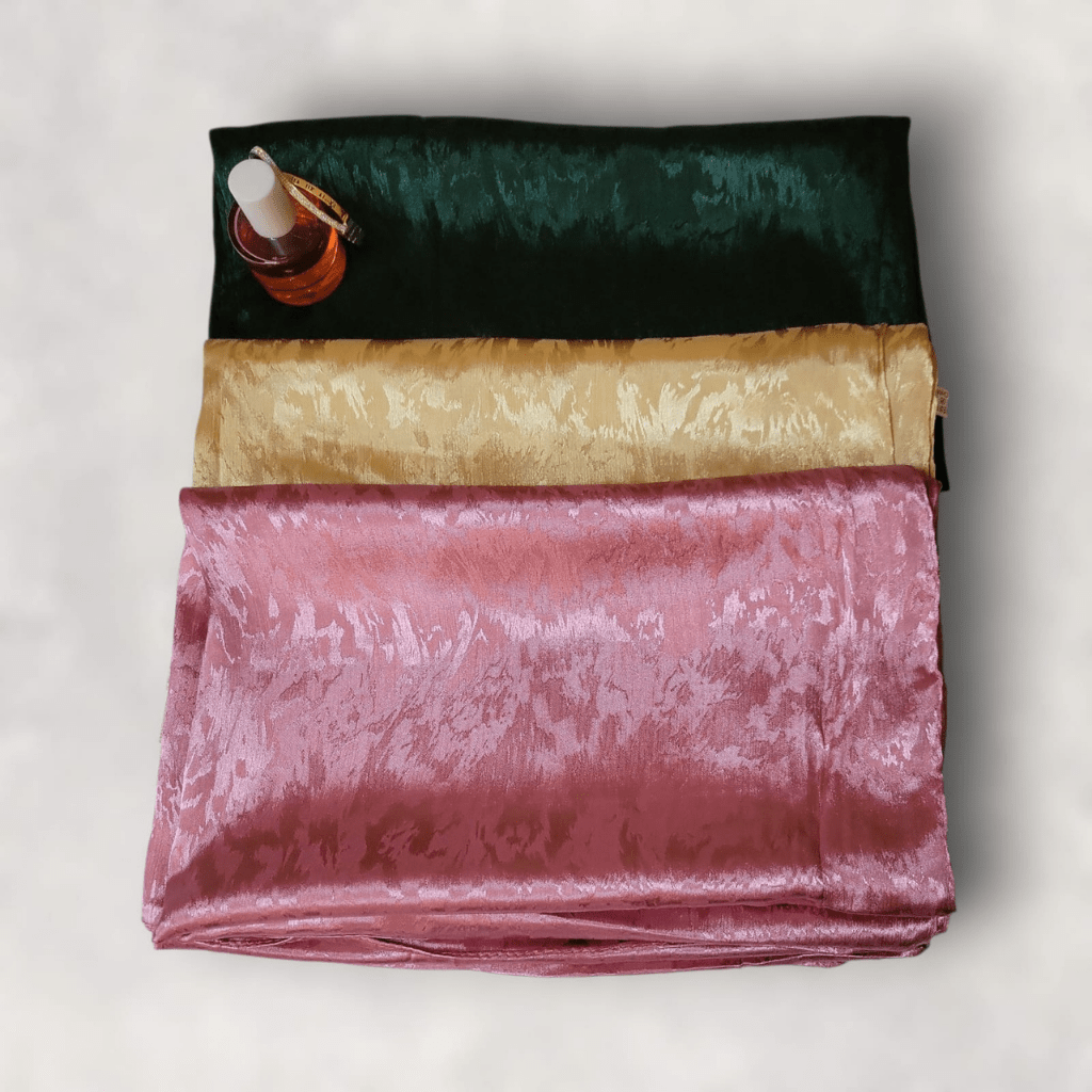 Embossed Silk - Bundle Of 3 (Emerald Green, Gold And Dusty Rose) - The Hijab Palace