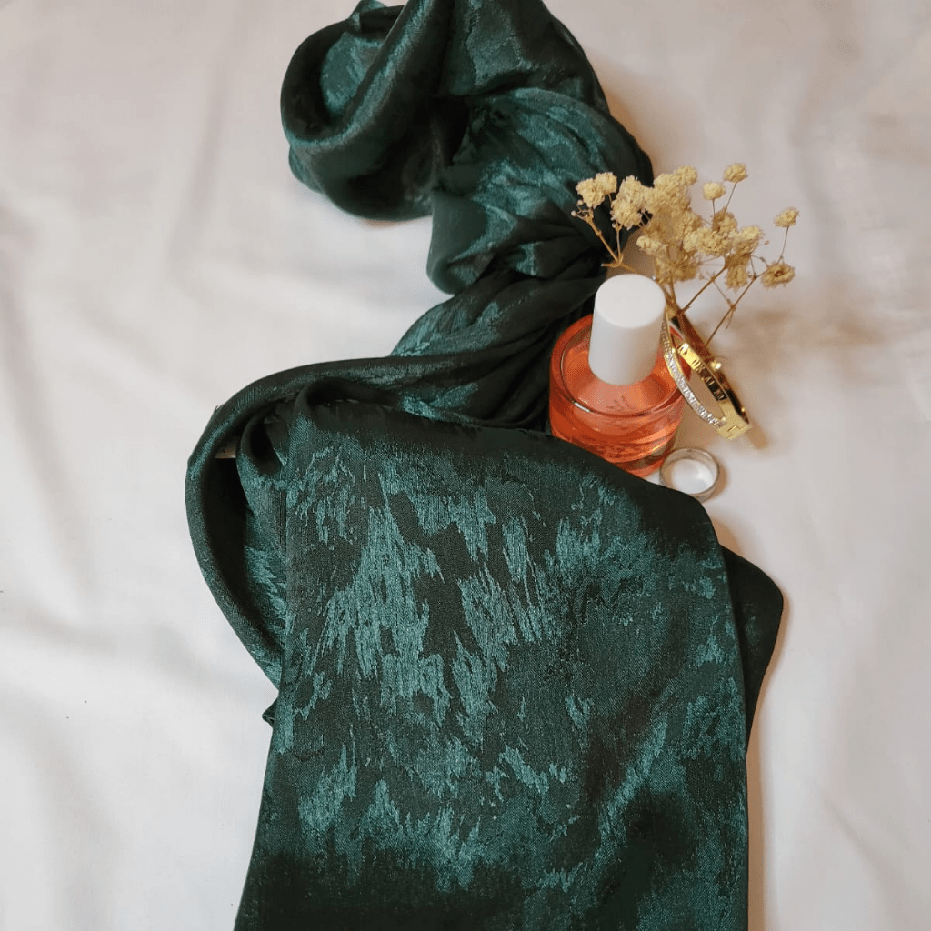 Embossed Silk - Bundle Of 3 (Emerald Green, Gold And Dusty Rose) - The Hijab Palace