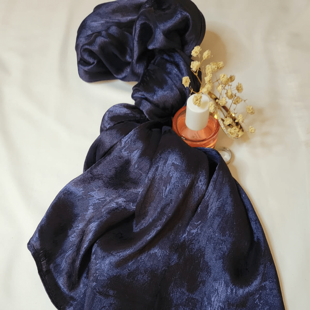 Embossed Silk - Bundle Of 3 (Metallic Dark Plum, Rose Gold And Navy Blue) - The Hijab Palace