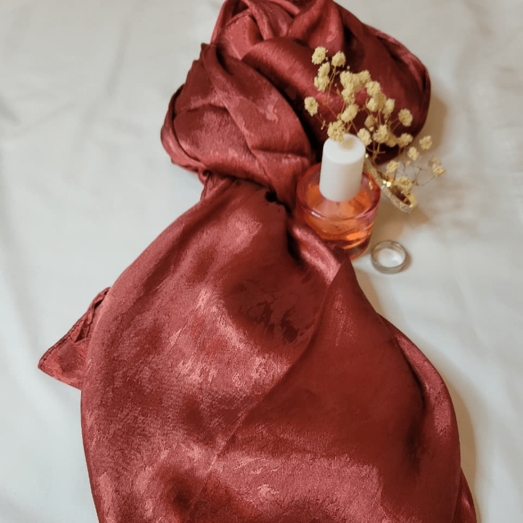Embossed Silk - Bundle Of 3 (Wine Red, Shimmering Brown And Metallic Gold) - The Hijab Palace