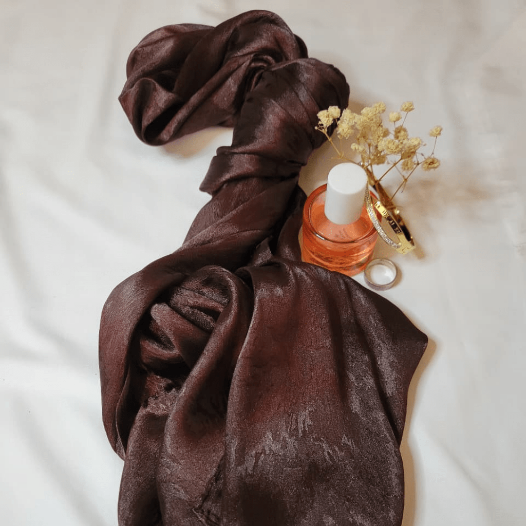 Embossed Silk - Bundle Of 3 (Wine Red, Shimmering Brown And Metallic Gold) - The Hijab Palace