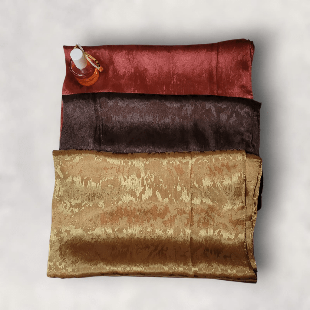 Embossed Silk - Bundle Of 3 (Wine Red, Shimmering Brown And Metallic Gold) - The Hijab Palace