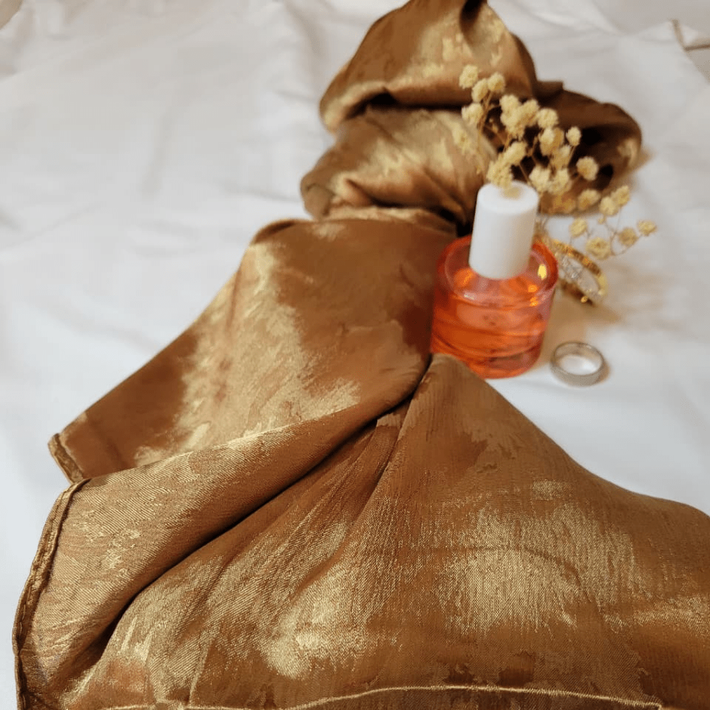 Embossed Silk - Bundle Of 3 (Wine Red, Shimmering Brown And Metallic Gold) - The Hijab Palace