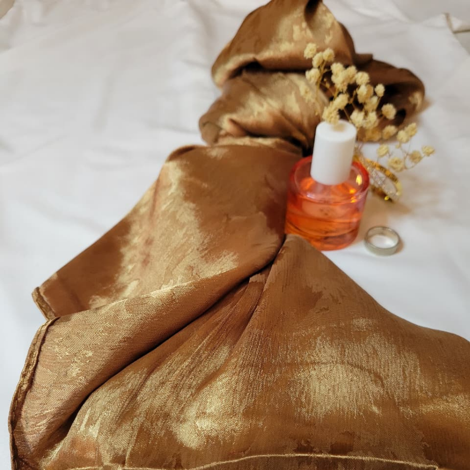 Embossed Silk - Bundle Of 3 (Wine Red, Shimmering Brown And Metallic Gold)
