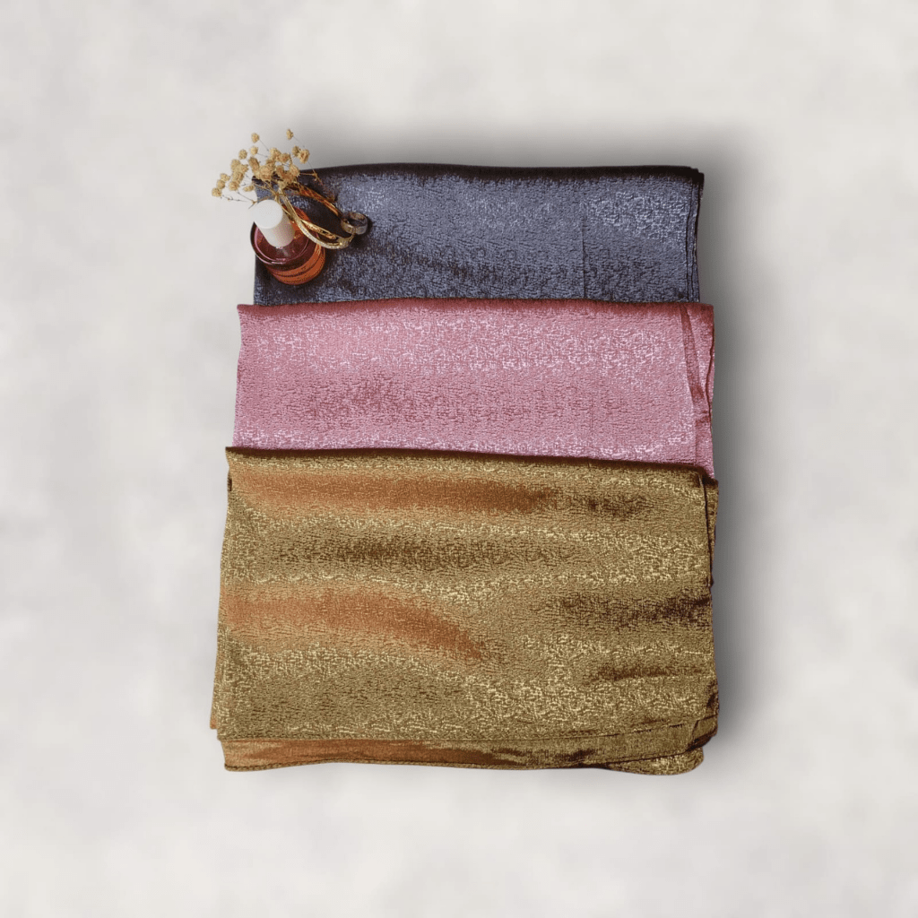 Premium Silk - Bundle Of 3 (Gray, Tea Pink And Antique Gold) - The Hijab Palace