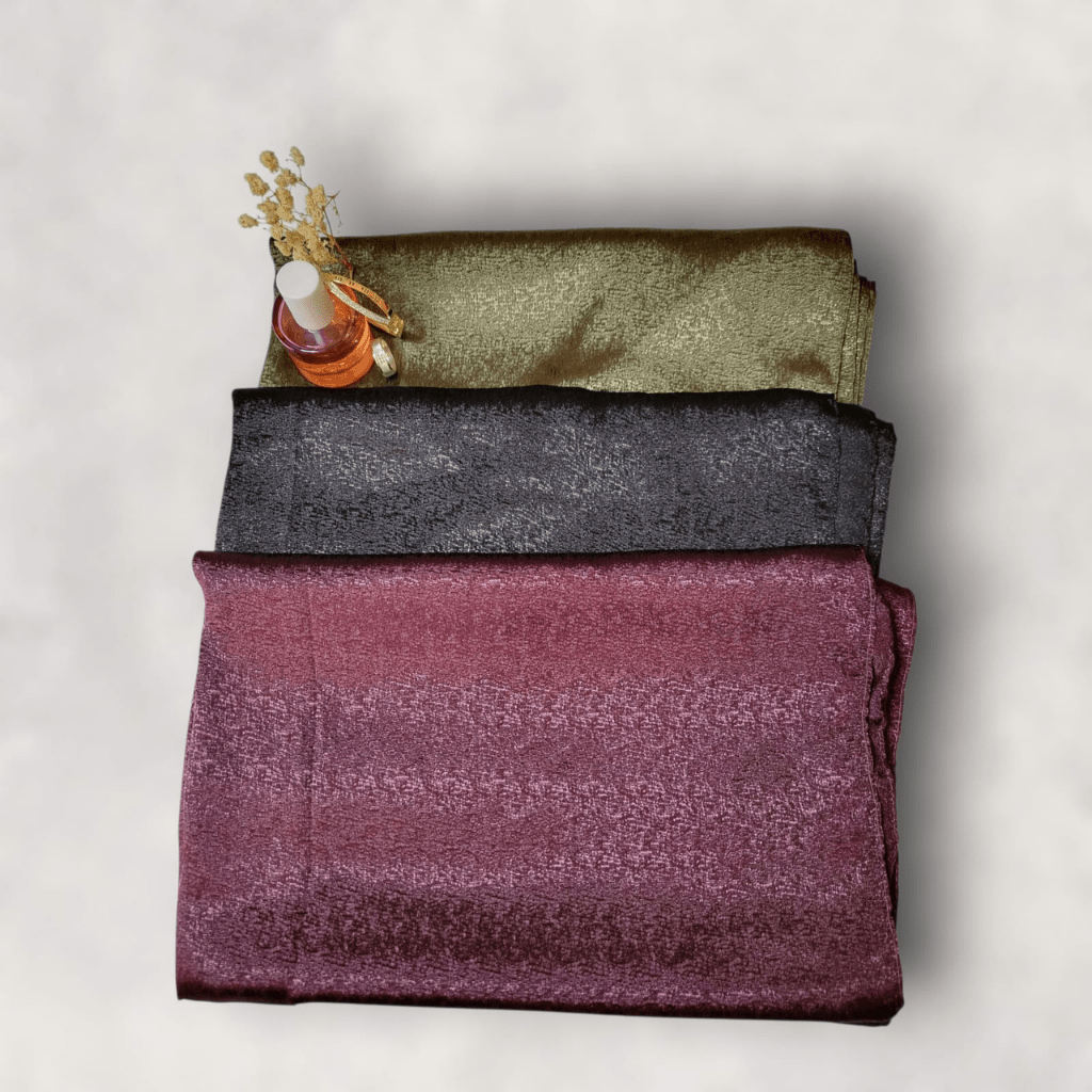 Premium Silk - Bundle Of 3 (Olive Green, Black And Deep Violet) - The Hijab Palace